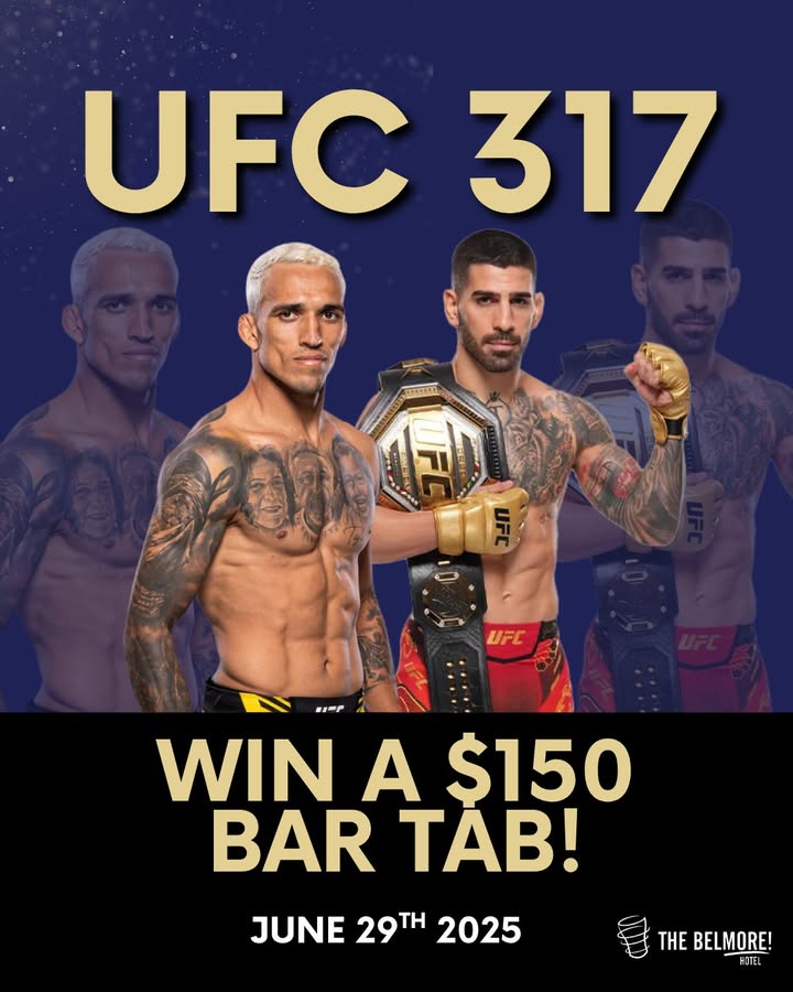 Featured image for “UFC 317 Live at Belmore Hotel: Win $150 Bar Tab Giveaway”